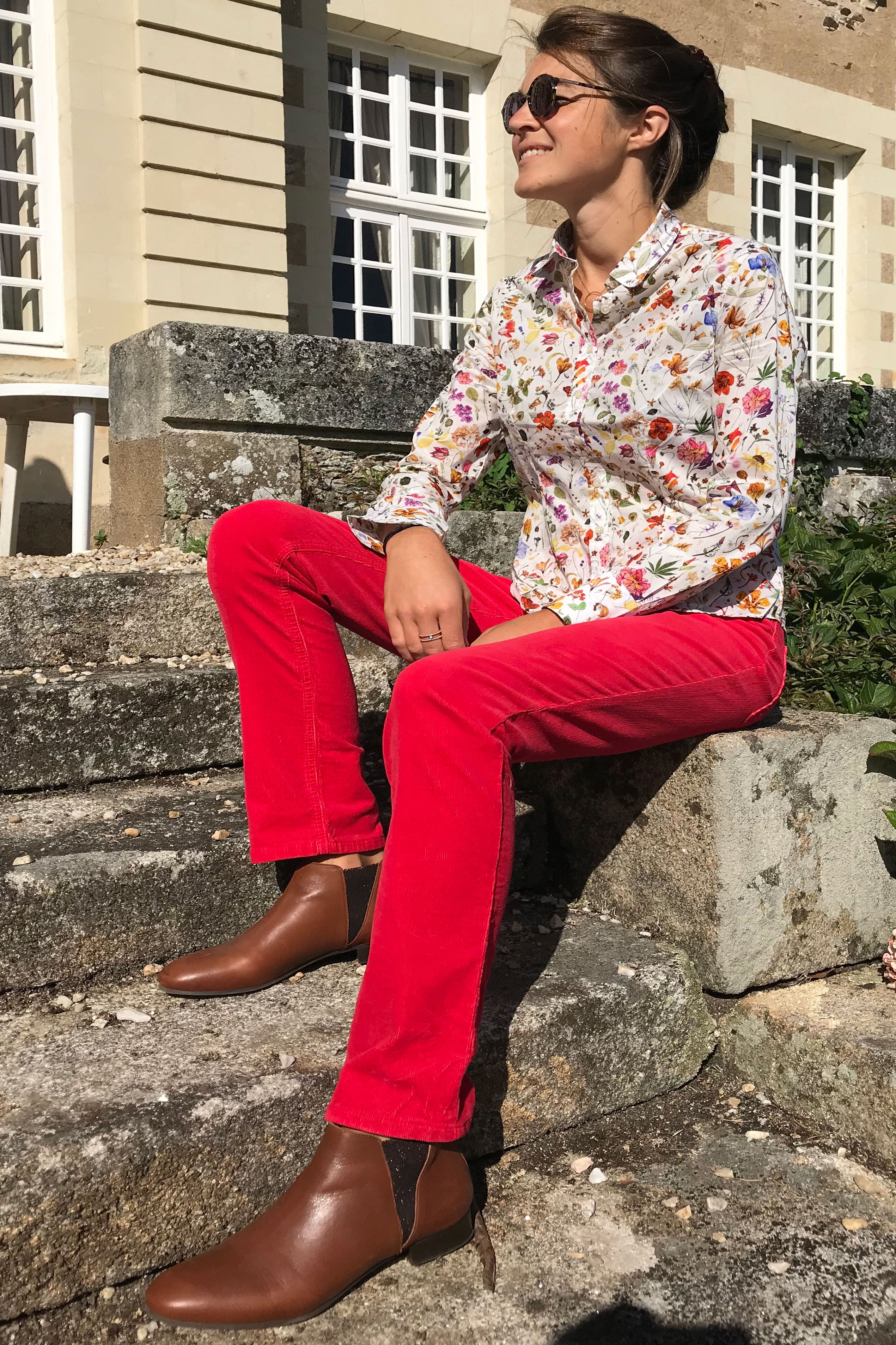 Pantalon velours rouge femme sale