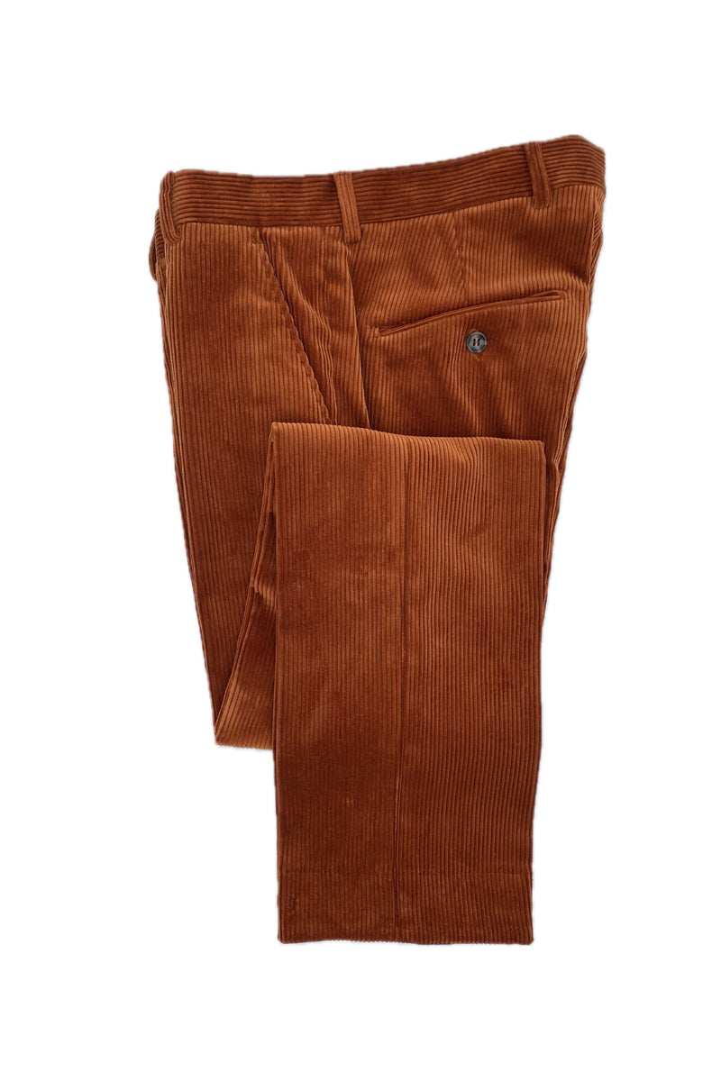 Pantalon en velours côtelé homme marron cuivre